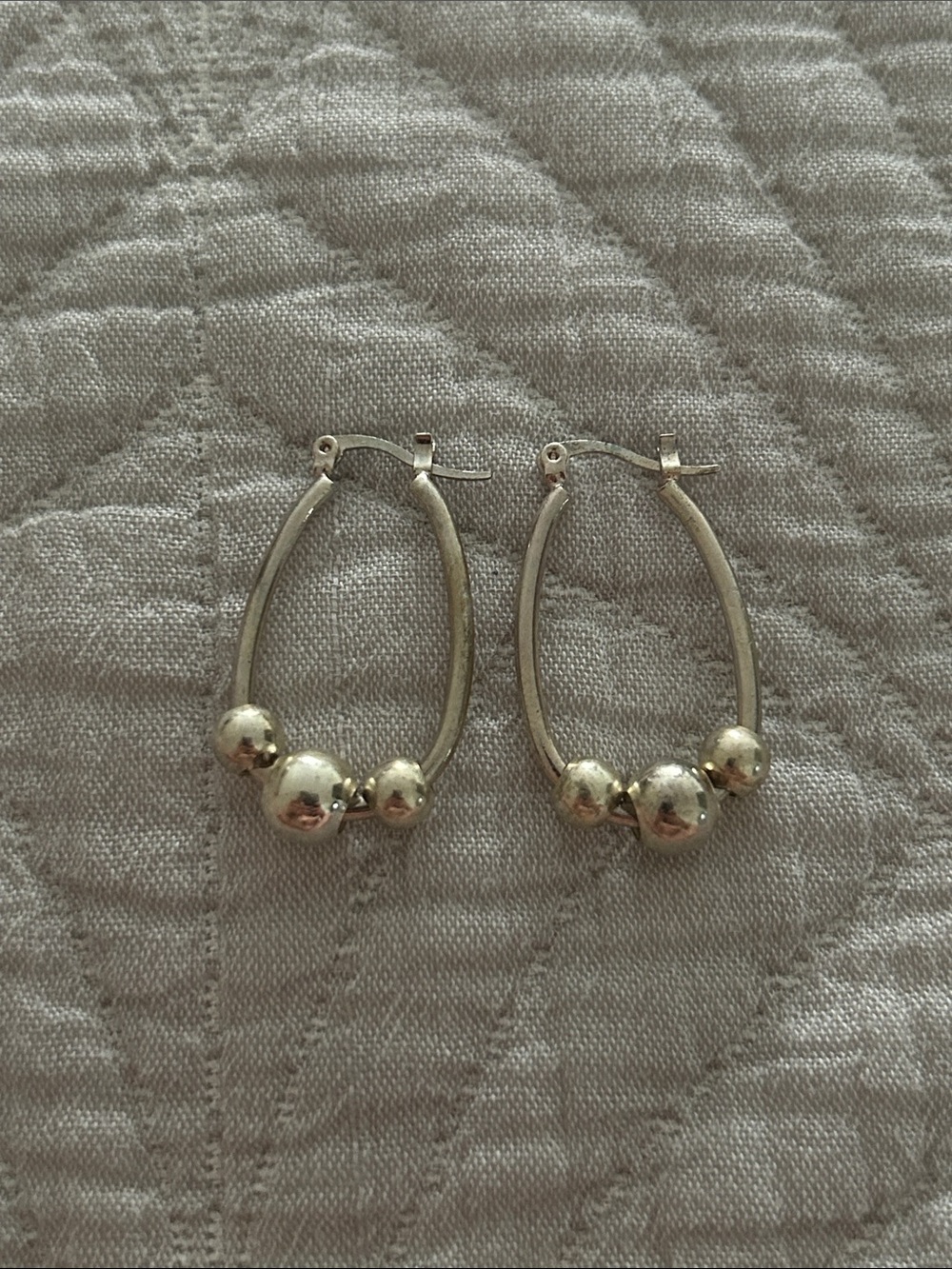 Marshalls Silver-Tone Beaded Hoop Earrings